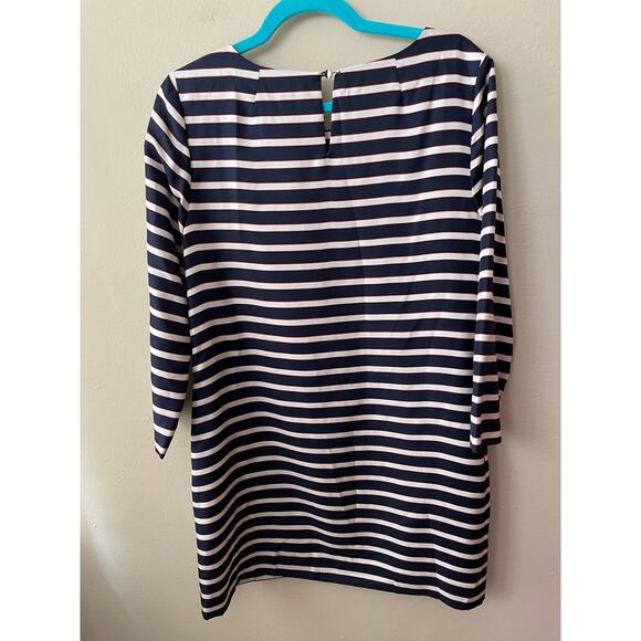 J. Crew 100% Silk Red White & Blue Striped Dress - Picture 4 of 12